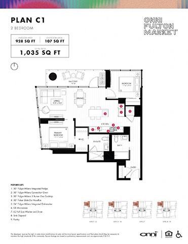 Floor plan for 2 beds, 2 baths, 928 sqft